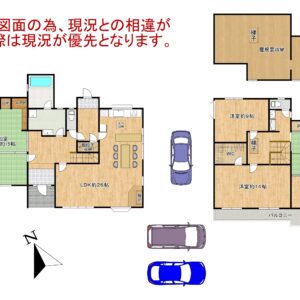 貝塚市王子敷地面積120坪の中古戸建て 間取り