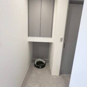 下は愛猫のトイレ、上にはシートやフードのストック収納に